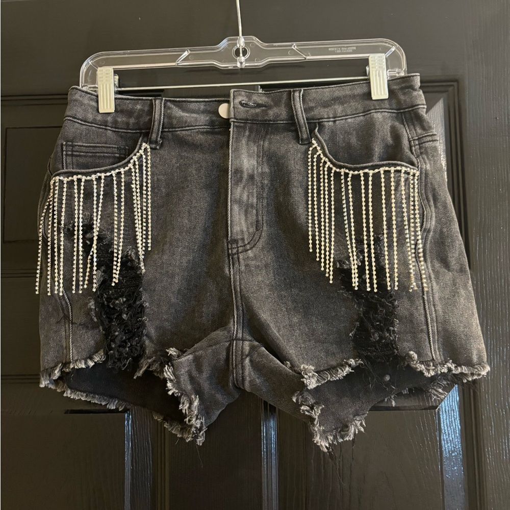 Bedazzled jeans shorts